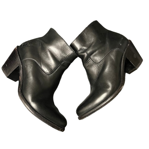 All Saints Womens Black Leather Ankle Booties‎ Side Zip Size 37/6 - Picture 1 of 8